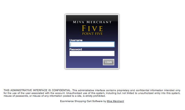 Miva Merchant: Login